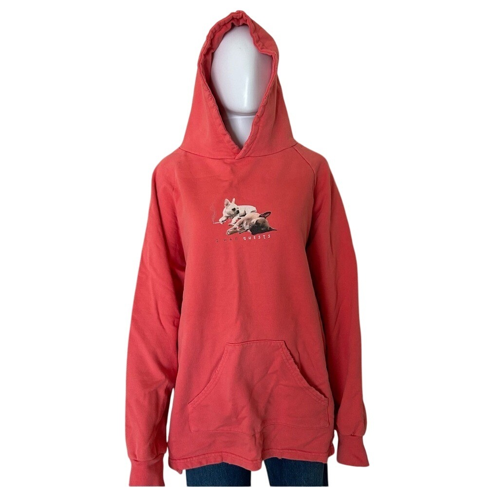 Baja East Oversized Distressed Cotton I had guest Hoodie Sweatshirt 2 = Large